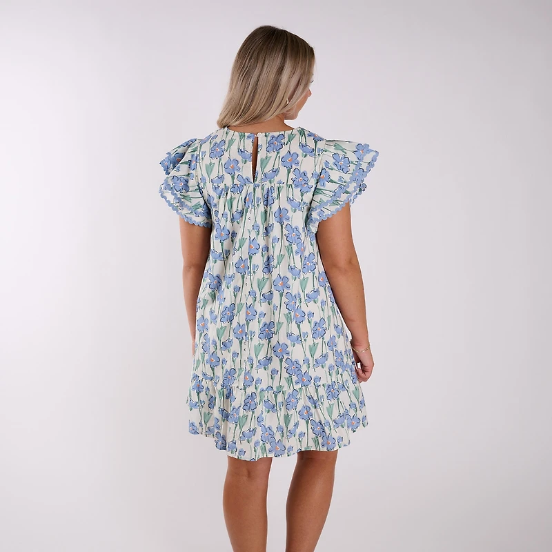 Short Sleeve Floral Flutter Dress