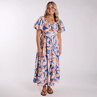 Twist Front Floral Maxi Dress