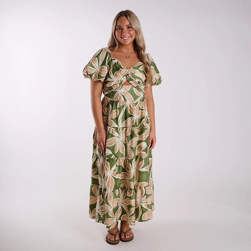 Twist Front Floral Maxi Dress