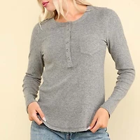 Lightweight Jersey One Pocket Henley Top