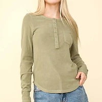 Lightweight Jersey One Pocket Henley Top