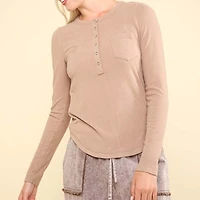Lightweight Jersey One Pocket Henley Top