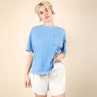 Short Sleeve Pocket Back Seam Top