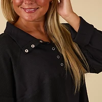 Long Sleeve Quarter Snap Henley Top