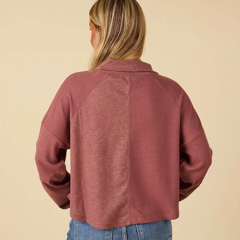 Long Sleeve Quarter Snap Henley Top