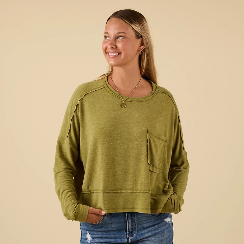 Long Sleeve Relaxed Pocket Top
