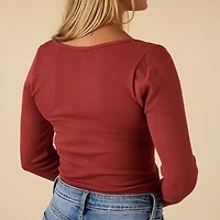 Long Sleeve Scoop Neck Cropped Top