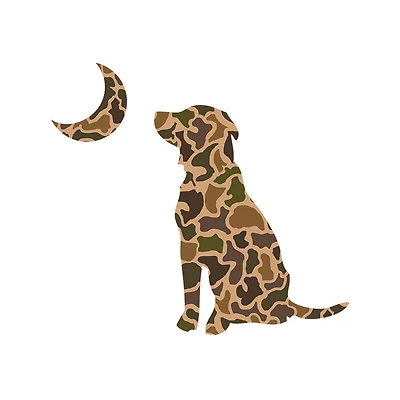 Old School Camo Dog and Moon Decal