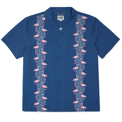 Flamingles Stripe Button Down Cabana Shirt