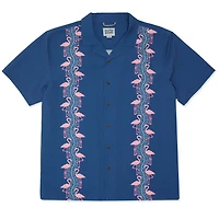 Flamingles Stripe Button Down Cabana Shirt