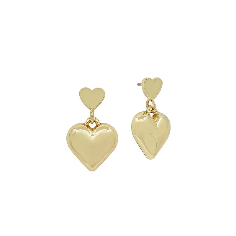 Gold Heart Drop Earrings