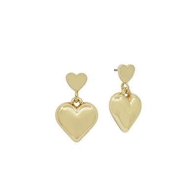 Gold Heart Drop Earrings