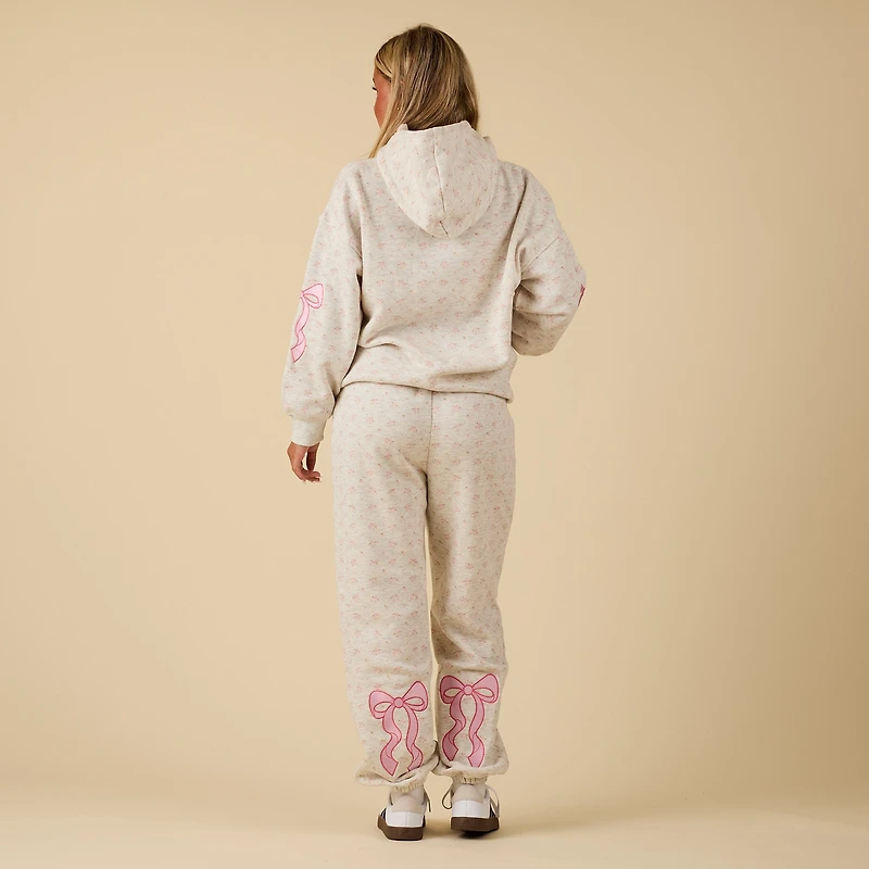 Pink Bow Ditsy Print Sweatpants