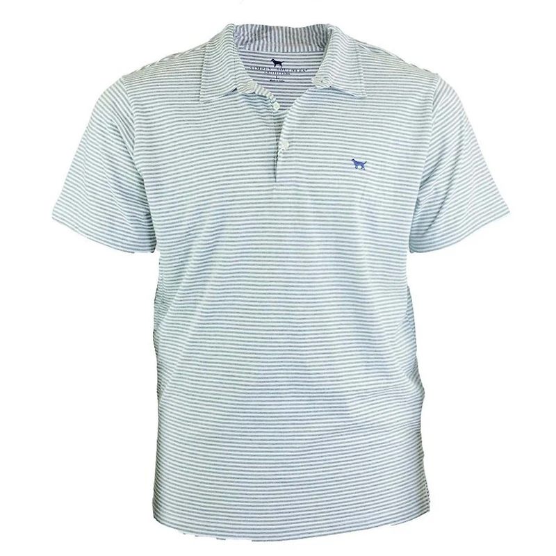 Striped Men's Short Sleeve Polo Grey and White