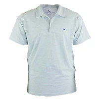 Striped Men's Short Sleeve Polo Grey and White