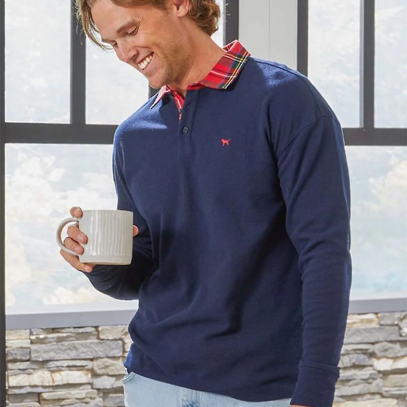 Men's Rugby Long Sleeve Polo Navy