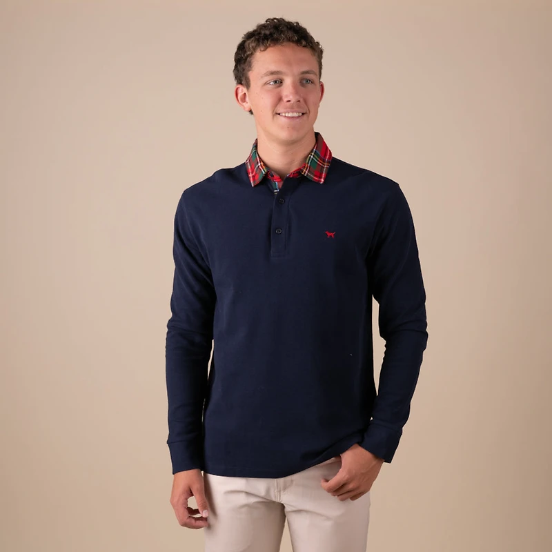 Men's Rugby Long Sleeve Polo Navy