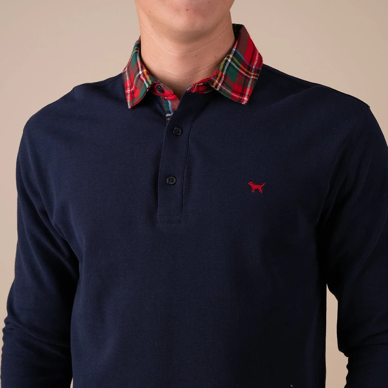 Men's Rugby Long Sleeve Polo Navy
