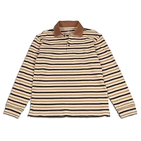 Men's Rugby Long Sleeve Polo Yellow Stripes