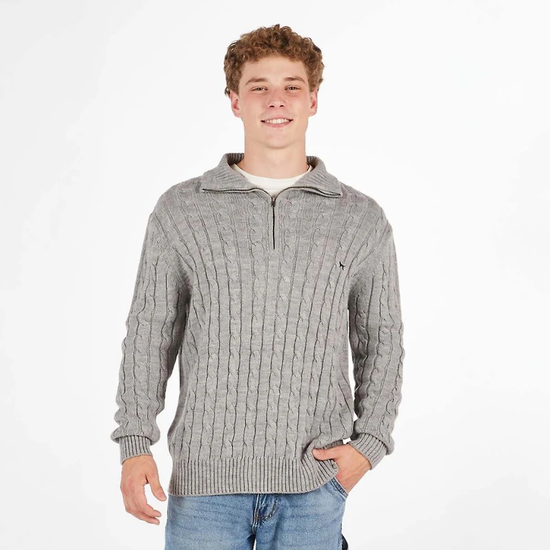 Men's Grey Quarter Zip Pullover