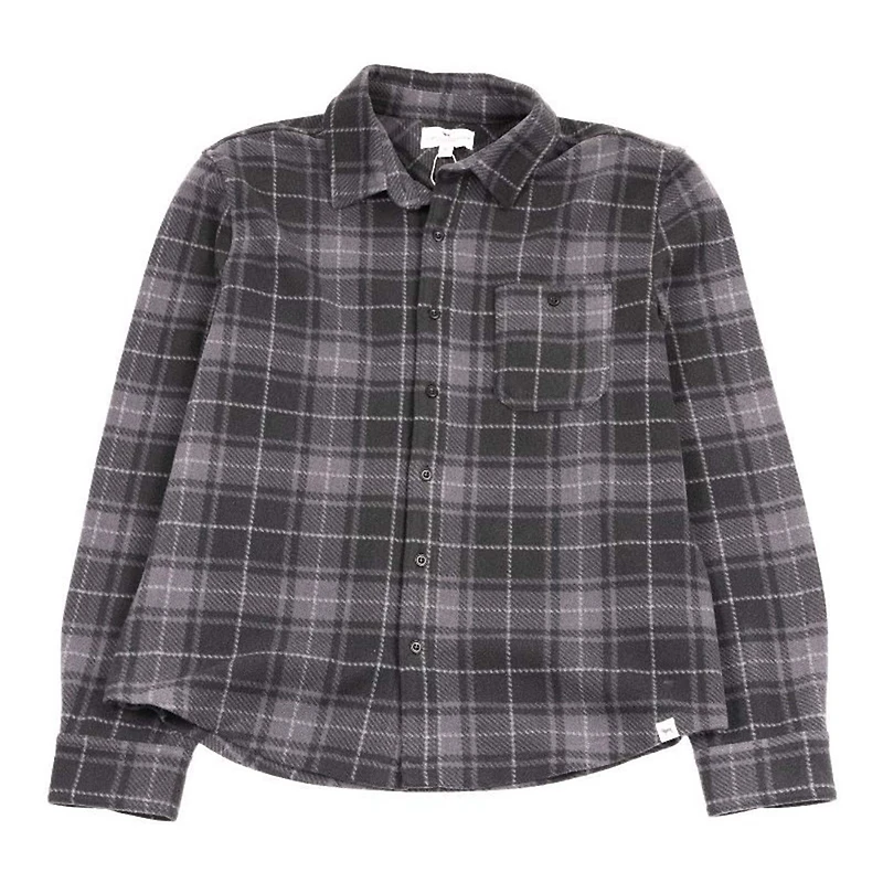 Men's Black Plaid Brushed Fleece Shacket