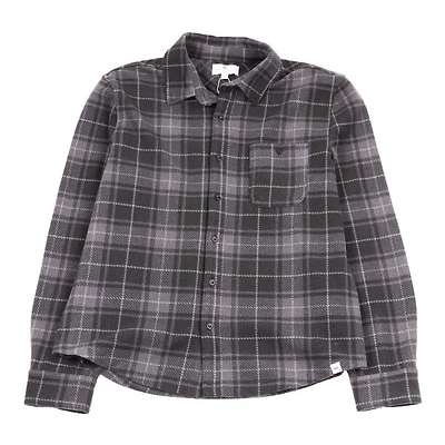 Men's Black Plaid Brushed Fleece Shacket