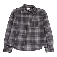 Men's Black Plaid Brushed Fleece Shacket