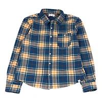 Men's Blue Plaid Brushed Fleece Shacket
