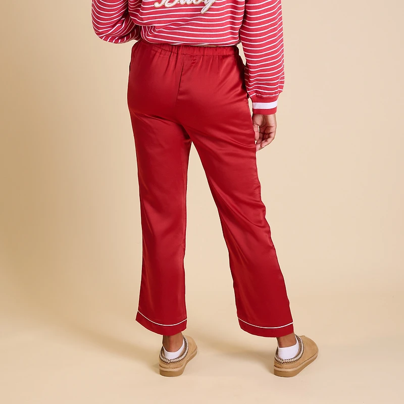 Women's Solid Red Pajama Pants