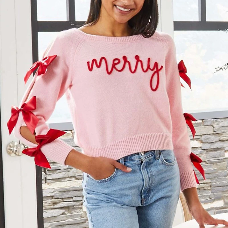 Merry Bow Sleeve Sweater