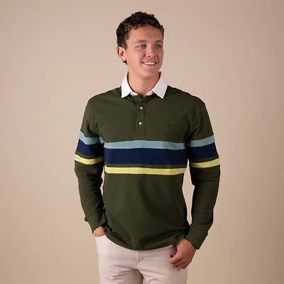 Men's Rugby Long Sleeve Polo Green