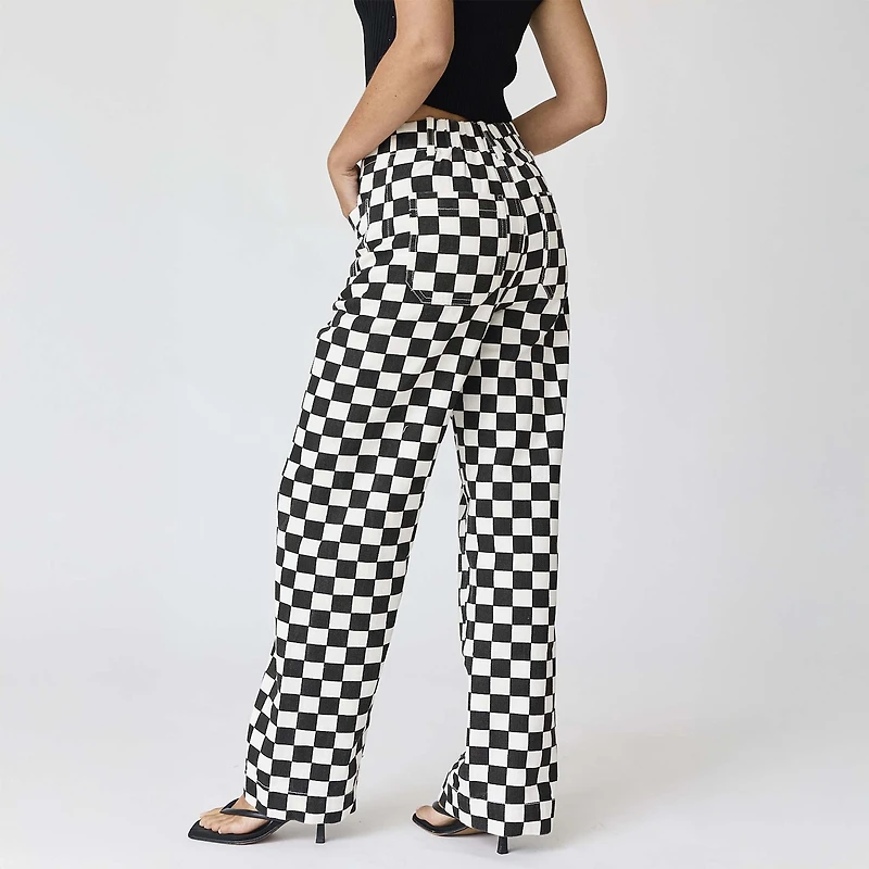 Women's Black Checkered Pants