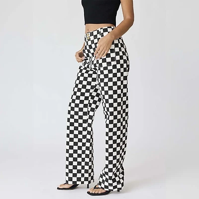 Women's Black Checkered Pants