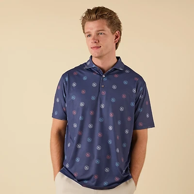 Whiskey Barrel Printed Polo Navy