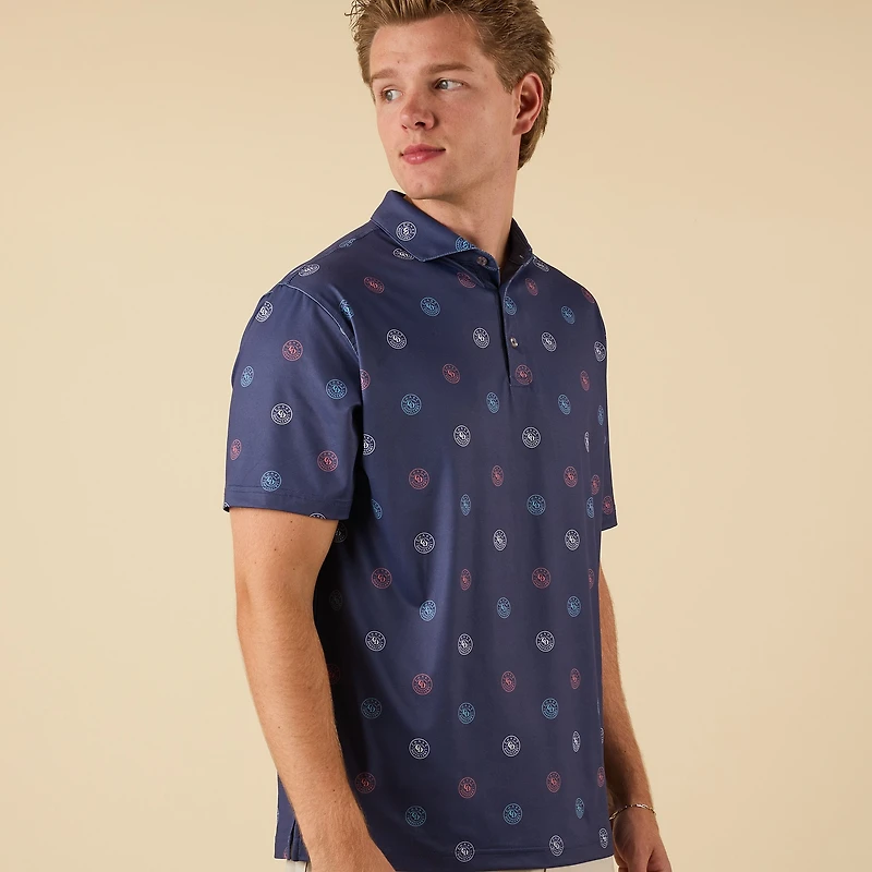 Whiskey Barrel Printed Polo Navy