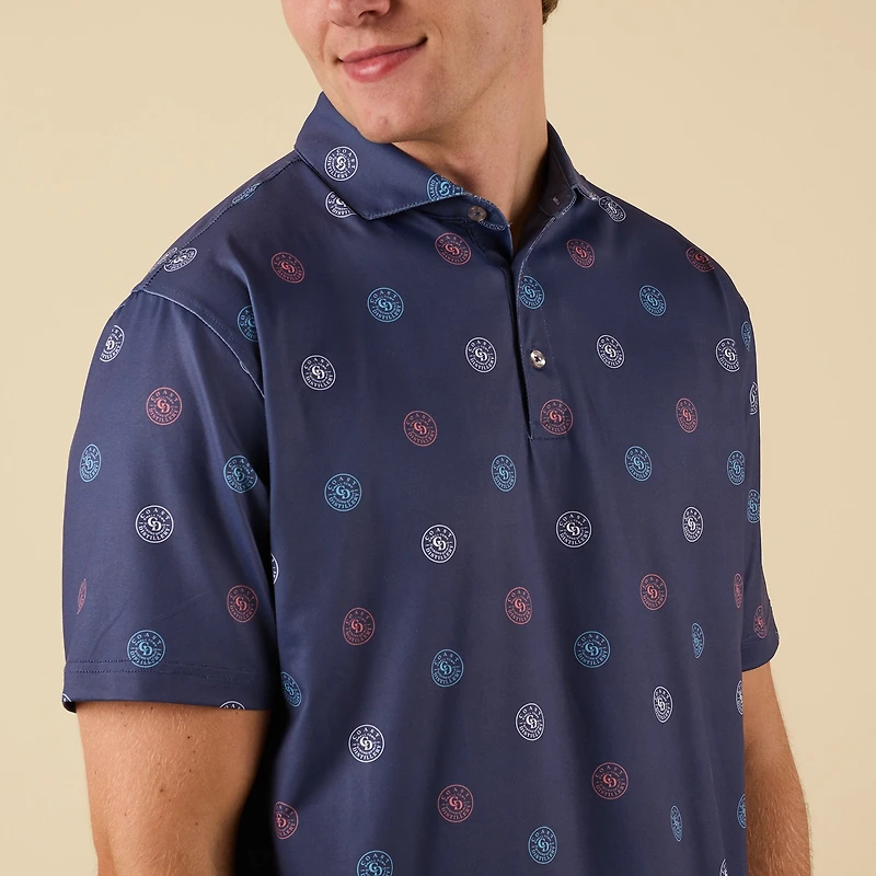 Whiskey Barrel Printed Polo Navy