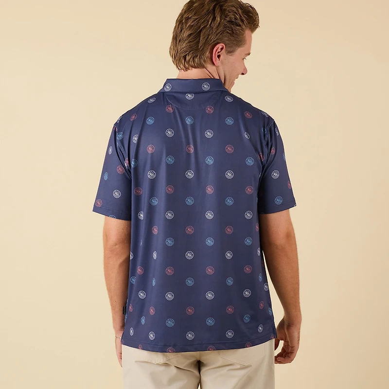 Whiskey Barrel Printed Polo Navy
