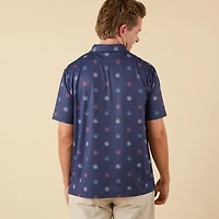 Whiskey Barrel Printed Polo Navy