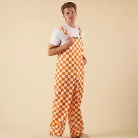 Checked Orange and White Overall Bibs
