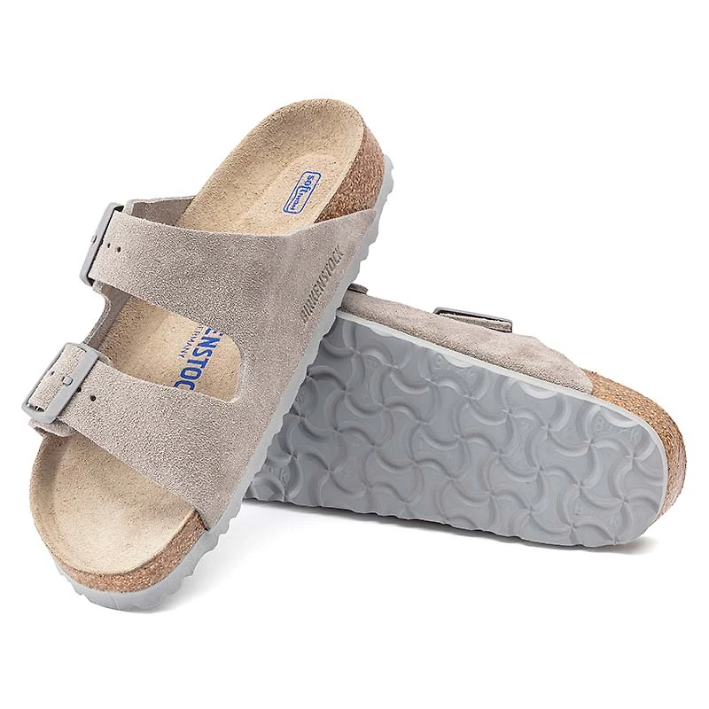 Women's Arizona Soft Footbed Suede Leather Sandals Stone Coin