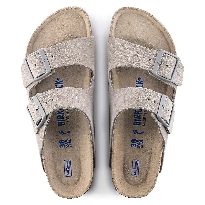 Women's Arizona Soft Footbed Suede Leather Sandals Stone Coin