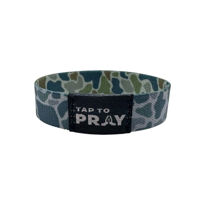 Tap To Pray Wristband River Rock Camo Moss Slate