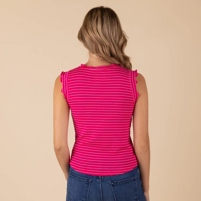 Ruffled Stripe Tank Top