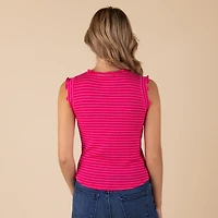 Ruffled Stripe Tank Top