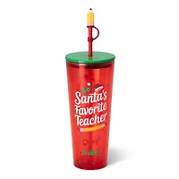 Santa's Favorite Teacher 24oz Straw Tumbler