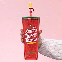 Santa's Favorite Teacher 24oz Straw Tumbler