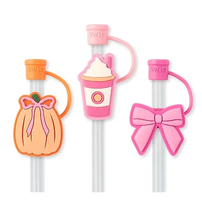 Pumpkins and Bows Straw Topper Set
