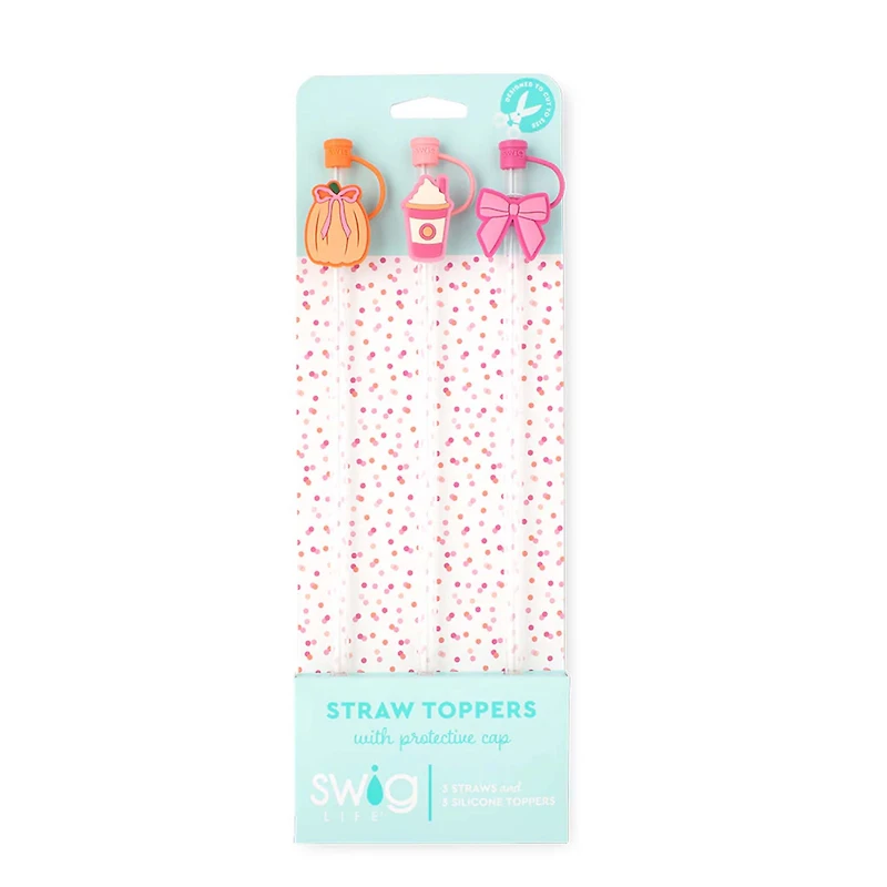 Pumpkins and Bows Straw Topper Set