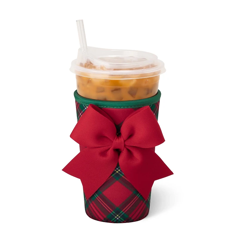 22oz Iced Cup Coolie in Christmas Plaid
