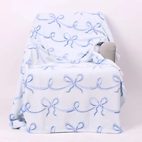 Blue Bow Printed Fleece Blanket